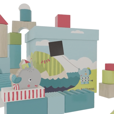 Babablocks de construction en bois "Baleine Vilma"