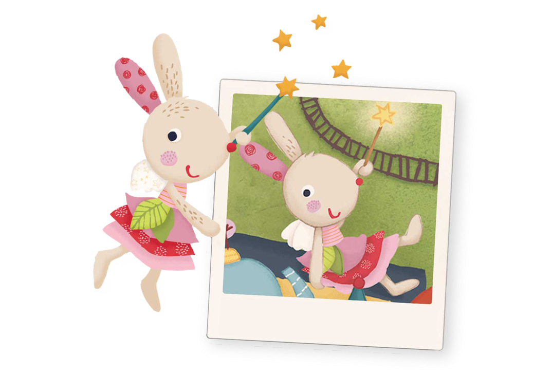 Rabbit character with her picture